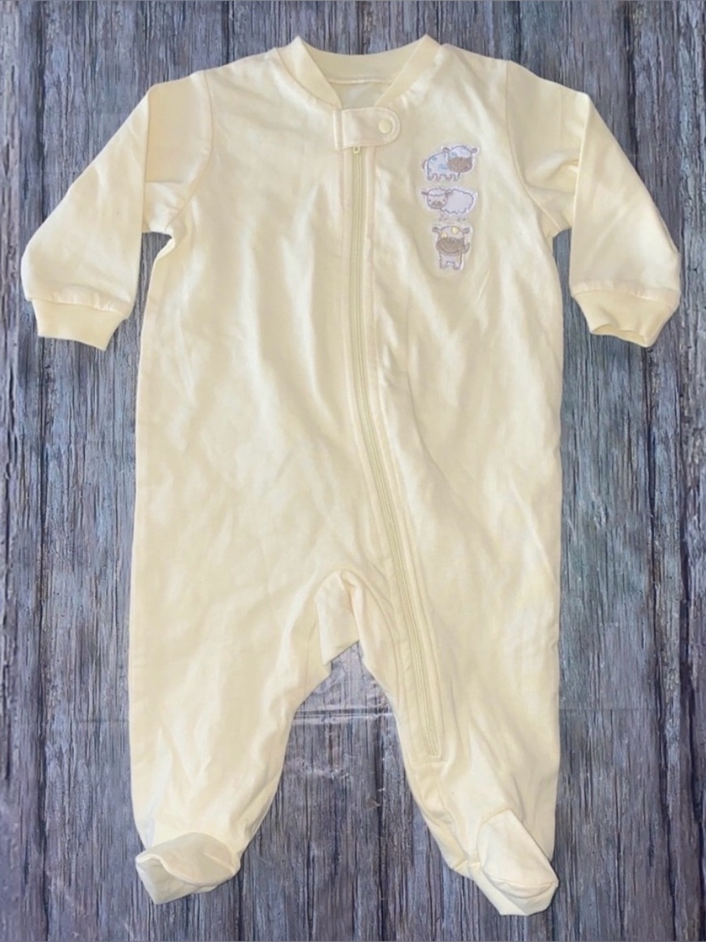 💞 New Baby & Infant Size 3-6 Months Yellow Baby Lamb Full Zip Footie Pajamas